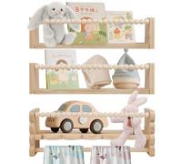 Strixorn - Lot de 3 étagères murales pour enfant - 40 cm - Avec présentoir suspendu pour photos, chambre d'enfant - En bois - Pour chambre de bébé, cuisine, épices