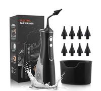 Strixorn Nettoyeur d'oreilles Électrique, Kit Élimination Cire avec 4 Modes & IPX7 - Appareil de Nettoyage Auditive Adulte, Réservoir 300ml, Type-C