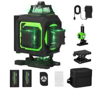 Strixorn Niveau Laser en Croix 4x360°, Laser Vert 16 Lignes autonivelant, Batterie 8 h et télécommande, portée de 40 m avec précision de ± 1,5 mm, Chargeur Type-C et étui de Transport Inclus