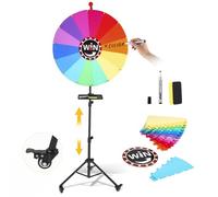 Strixorn Roue de la fortune à tourner de 60 cm, avec plateau, 14 emplacements multicolores, roue de prize Wheel, avec support de 165 cm, roulette pour carnaval, gagnant, jeux de loterie, événement de