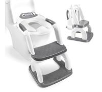 Strixorn Siège de toilette pour enfant avec escalier 2 en 1 avec marchepied réglable en hauteur antidérapant Blanc