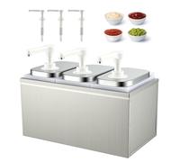 Strixorn Station de Distribution de Sauces 6L avec 3 Têtes de Pompe, Distributeur Ketchup Inox Alimentaire & Anti-Goutte, Idéal pour Ketchup Mayonnaise Moutarde Miel, 3×2L Distributeur Sauce Gastro