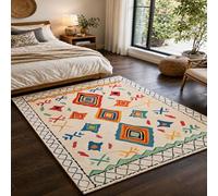 Strloepr Tapis, 120 x 185 cm, Géométrique Abstrait Coloré Rouge Bleu Orange Jaune Vert Blanc Noir, Tapis Salon Table Basse Deco Coiffeuse Chambre Ado Fille Clean Girl,