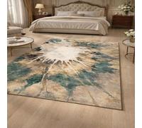 Strloepr Tapis de Chaise Gaming Bureau Salon Chambre Adulte Salle a Manger Cuisine,Abstrait Vert, Beige, Gris, Blanc, Noir, Vert, 90 x 150 cm