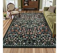 Strloepr Tapis de Chaise Gaming Bureau Salon Chambre Adulte Salle a Manger Cuisine, Motif Floral Moderne Noir, Rouge, Vert et Bleu, Multicolore, 90 x 150 cm