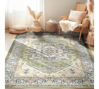 Strloepr Tapis de Chaise Gaming Bureau Salon Chambre Adulte Salle a Manger Cuisine,Motif Floral Vintage Traditionnel Vert, Bleu et Gris, Multicolore, 90 x 150 cm