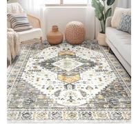 Strloepr Tapis de Chaise Gaming Bureau Salon Chambre Adulte Salle a Manger Cuisine,Motifs Floraux orientaux Traditionnels Vintage Gris et Orange, Multicolore, 90 x 150 cm