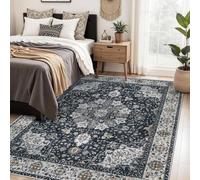 Strloepr Tapis de Chaise Gaming Bureau Salon Chambre Adulte Salle a Manger Cuisine, Motifs Floraux orientaux Traditionnels Vintage Noirs, Gris et Blancs, Noir, 90 x 150 cm
