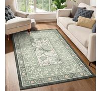 Strloepr Tapis de Chaise Gaming Bureau Salon Chambre Adulte Salle a Manger Cuisine,Room Decor Vintage rétro à Motif Floral Vert, Blanc et Rose, 90 x 150 cm