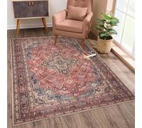 Strloepr Tapis de Chaise Gaming Bureau Salon Chambre Adulte Salle a Manger Cuisine,Room Decor Vintage rétro géométrique Vieilli Rouge, Bleu, Beige, Noir, 90 x 150 cm