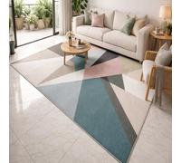 Strloepr Tapis Decoration Maison Anniversaire Ado Fille Garcon Femme Homme,Moderne Géométrique Abstract Bleu, Pink, Gris, Beige, Blanc, Orange, 120 x 180 cm