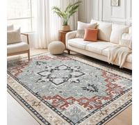 Strloepr Tapis Decoration Maison Anniversaire Ado Fille Garcon Femme Homme,Motif décoratif Floral Shabby Chic Rouge Orange Beige, Vert, 120 x 180 cm
