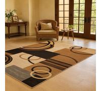 Strloepr Tapis Décoration Maison pour Bureau, Salle de séjour et Chambre Canapé Lit, Noir, Marron, Gris, Beige, géométrique, Contemporain, Multicolore, 160 x 200 cm