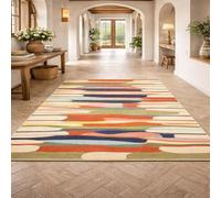 Strloepr Tapis Entree Interieur Salon Chambre à Coucher Salle a Manger Cuisine,Abstrait Moderne, Rouge Clair, Jaune, Bleu, Vert, Beige, Blanc, Multicolore, 80 x 150 cm