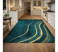 Strloepr Tapis Entree Interieur Salon Chambre à Coucher Salle a Manger Cuisine,Abstrait Moderne Vert et Jaune, 80 x 150 cm