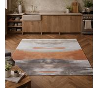 Strloepr Tapis Entree Interieur Salon Chambre à Coucher Salle a Manger Cuisine,Abstrait Orange, Gris, Blanc Orange, 80 x 150 cm