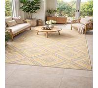 Strloepr Tapis Entree Interieur Salon Chambre à Coucher Salle a Manger Cuisine,Moderne Géométrique Jaune, Gris, Blanc, 80 x 150 cm