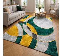 Strloepr Tapis Entree Interieur Salon Chambre à Coucher Salle a Manger Cuisine,Moderne Géométrique Vert, Jaune, Gris, Noir, 80 x 150 cm