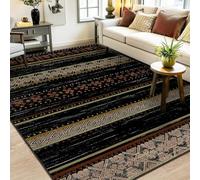 Strloepr Tapis Entree Interieur Salon Chambre à Coucher Salle a Manger Cuisine, Motifs géométriques Vintage Noirs, Rouges et Verts, Multicolores, 80 x 150 cm