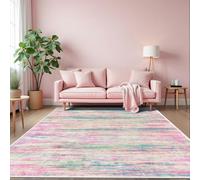 Strloepr Tapis Entree Interieur Salon Chambre à Coucher Salle a Manger Cuisine,Tableau Abstrait Moderne Rose, Bleu, Beige et Vert, 80 x 150 cm