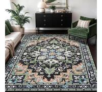 Strloepr Tapis Entree Interieur Salon Chambre Adulte Salle a Manger Cuisine,Motif Floral Shabby Chic Noir Blanc Orange, Vert, 60 x 120 cm