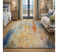 Strloepr Tapis Grand Salon Chambre Salle a Manger Antidérapant Lavable en Machine,Abstrait Bleu, Jaune, Orange, Rouge, Beige, Multicolore, 200 x 300 cm