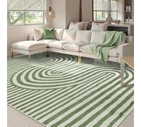 Strloepr Tapis Grand Salon Chambre Salle a Manger Antidérapant Lavable en Machine,Abstrait géométrique Vert et Blanc, 200 x 300 cm