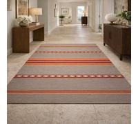 Strloepr Tapis Grand Salon Chambre Salle a Manger Antidérapant Lavable en Machine,Géométrique rétro Gris, Rouge, Blanc, 200 x 280 cm