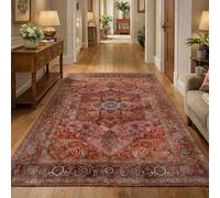 Strloepr Tapis Grand Salon Chambre Salle a Manger Antidérapant Lavable en Machine,Motif Floral Traditionnel Rouge, Rose, Bleu Rouge, 200 x 300 cm