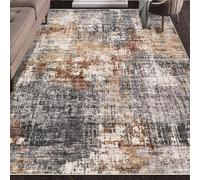 Strloepr Tapis Grand Salon Chambre Salle a Manger Antidérapant Lavable en Machine,Tableau Abstrait Moderne Gris, Marron, Blanc, Beige, 200 x 300 cm