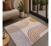 Strloepr Tapis Grand Salon Chambre Salle a Manger Antidérapant Lavable en Machine, Tableau géométrique Moderne Multicolore Violet, Rouge, Rose, Jaune, 200 x 365 cm