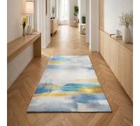 Strloepr Tapis Grand Salon Chambre Salle a Manger Bureau Antidérapant Lavable,Abstrait Bleu, Jaune, Blanc, Gris, Bleu, 200 x 290 cm
