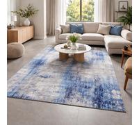 Strloepr Tapis Grand Salon Chambre Salle a Manger Bureau Antidérapant Lavable,Abstrait Moderne Bleu, Gris, Blanc, Bleu, 200 x 290 cm