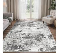 Strloepr Tapis Grand Salon Chambre Salle a Manger Bureau Antidérapant Lavable,Abstrait Moderne Gris, Blanc, Noir, 200 x 290 cm
