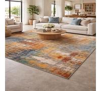 Strloepr Tapis Grand Salon Chambre Salle a Manger Bureau Antidérapant Lavable,Abstrait Multicolore, Jaune, Bleu, Gris, Blanc, Marron, Vert, Orange, 200 x 290 cm
