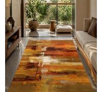 Strloepr Tapis Lavable en Machine, 60 x 120 cm, Abstrait Orange Marron Jaune Blanc, Tapis Entree Interieur Salon Chambre Adulte Salle a Manger Cuisine,