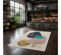Strloepr Tapis Lavable en Machine, 90 x 150 cm, Abstrait Bleu Vert Rose Jaune Beige, Tapis de Chaise Gaming Bureau Salon Chambre Adulte Salle a Manger Cuisine,