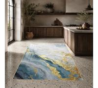 Strloepr Tapis Lavable en Machine, 90 x 150 cm,Abstrait Moderne Bleu Blanc Jaune, Tapis de Chaise Gaming Bureau Salon Chambre Adulte Salle a Manger Cuisine,