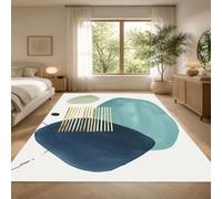Strloepr Tapis Lavable en Machine, 90 x 150 cm, Abstrait Moderne Bleu Jaune Vert Noir Blanc, Tapis de Chaise Gaming Bureau Salon Chambre Adulte Salle a Manger Cuisine,