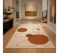 Strloepr Tapis Lavable en Machine, 90 x 150 cm, Décoration d'automne Moderne Beige et Orange Terracotta, Tapis de Chaise Gaming Bureau Salon Chambre Adulte Salle a Manger Cuisine,