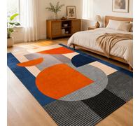 Strloepr Tapis Lavable en Machine, 90 x 150 cm, Géométrie Moderne Bleue Orange Grise Beige Noire, Tapis de Chaise Gaming Bureau Salon Chambre Adulte Salle a Manger Cuisine,