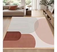 Strloepr Tapis Lavable en Machine, 90 x 150 cm, Géométrie Moderne Rose Beige Marron Noir Blanc, Tapis de Chaise Gaming Bureau Salon Chambre Adulte Salle a Manger Cuisine,