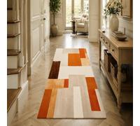 Strloepr Tapis Lavable en Machine, 90 x 150 cm, Géométrique Moderne Brun Orange Beige Blanc, Tapis de Chaise Gaming Bureau Salon Chambre Adulte Salle a Manger Cuisine,