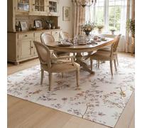 Strloepr Tapis Lavable en Machine, 90 x 150 cm, Motif Floral Moderne Rose Jaune Gris Blanc, Tapis de Chaise Gaming Bureau Salon Chambre Adulte Salle a Manger Cuisine,