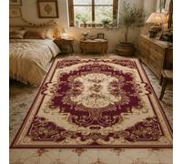 Strloepr Tapis Lavable en Machine, 90 x 150 cm, Motif Rouge Beige Jaune, Tapis de Chaise Gaming Bureau Salon Chambre Adulte Salle a Manger Cuisine,