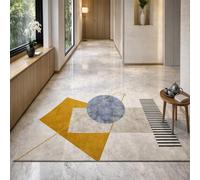 Strloepr Tapis Lavable Salon Chambre Adulte Salle a Manger Decoration Maison,Tableau géométrique Moderne Jaune, Bleu, Noir, Blanc, Gris, 200 x 240 cm