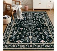 Strloepr Tapis Lavable Salon Chambre Adulte Salle a Manger Decoration Maison, Tableau Vintage Noir et Rouge à Motif Floral Traditionnel Multicolore, 200 x 275 cm