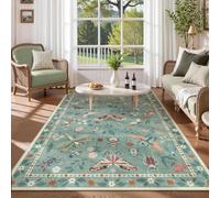 Strloepr Tapis Paillasson Entree Interieur Salon Chambre Cuisine Lavable en Machine, Motifs Modernes de Feuilles et d'animaux, Turquoise, Bleu et Rouge, Multicolore, 60 x 90 cm