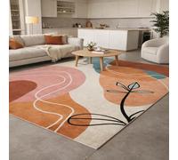 Strloepr Tapis Paillasson Entree Interieur Salon Chambre Cuisine Lavable en Machine,Tableau Abstrait Floral Moderne Rose, Beige, Marron, Bleu, Noir, Blanc, 60 x 90 cm