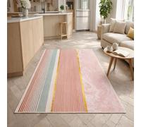 Strloepr Tapis Paillasson Entree Interieur Salon Chambre Cuisine Lavable en Machine,Tableau Abstrait géométrique Moderne Rose, Jaune, Beige, Blanc, Gris, Vert, 60 x 90 cm